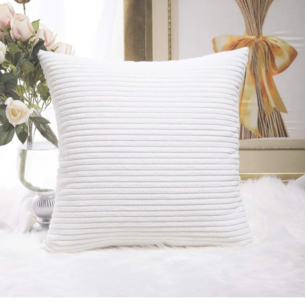 Home Brilliant Pure White Ribbed 26" X 26" Pillow Cover